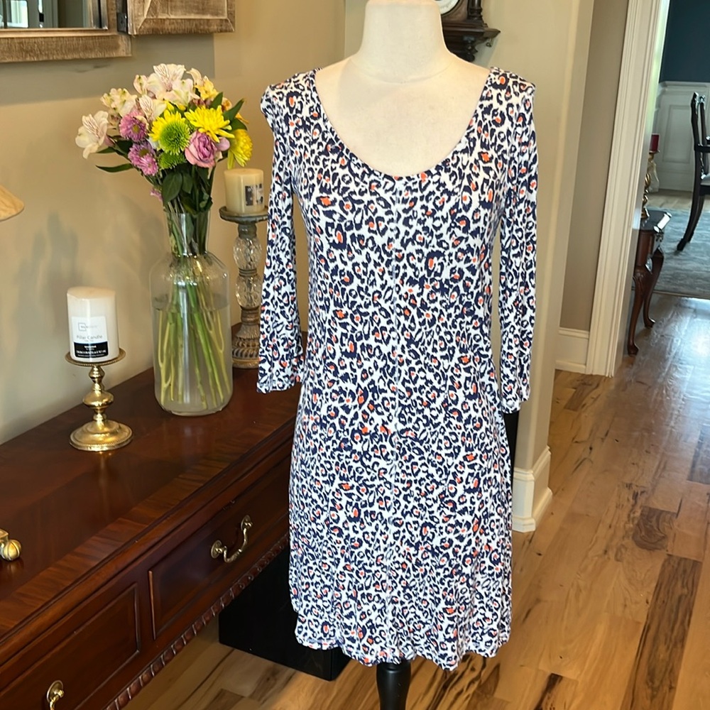 Jessica Simpson Blue White Orange Knit Dress Womens Small